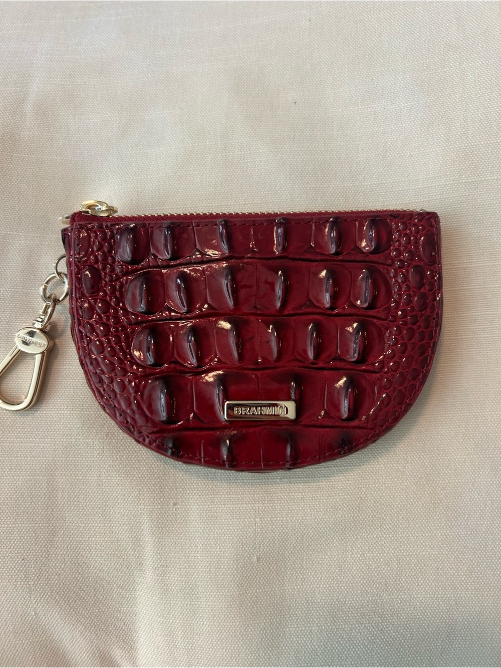 Brahmin Wine Croc-Embossed Leather Key & Card Holder